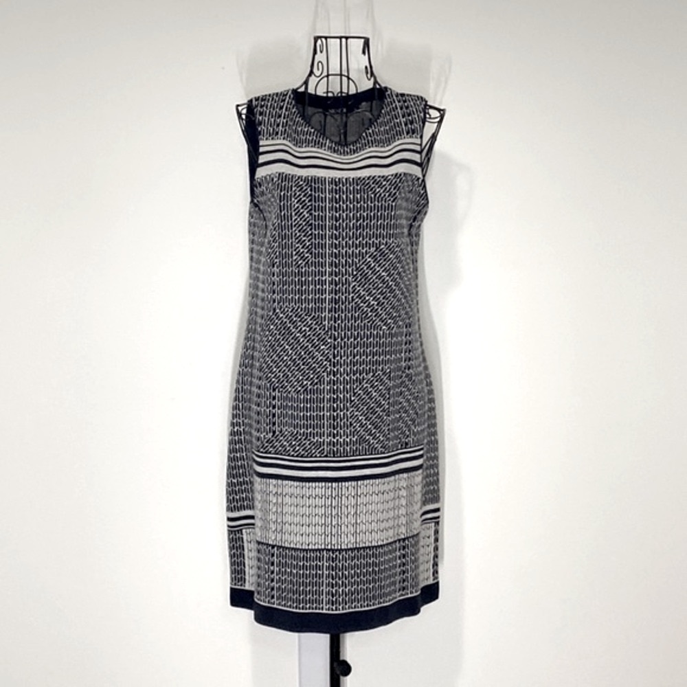 NIC & ZOE Navy/Heather Geometric Sleeveless Sheath Dress